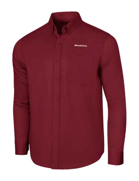 Long Sleeve Maroon Superpro React Twill Shirt w/RehabVisions Logo