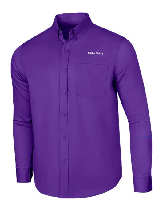 Long Sleeve Purple Superpro React Twill Shirt w/RehabVisions Logo