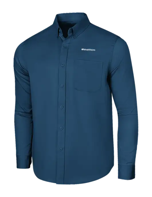 Long Sleeve Light Navy Superpro React Twill Shirt w/RehabVisions Logo