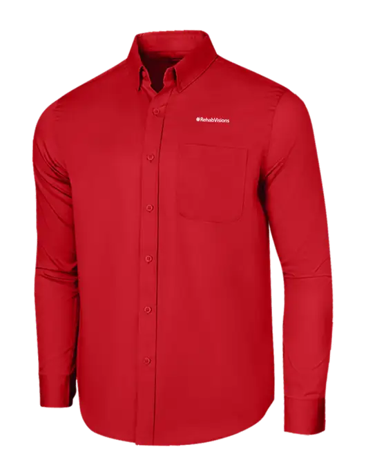 Long Sleeve Red Superpro React Twill Shirt w/RehabVisions Logo
