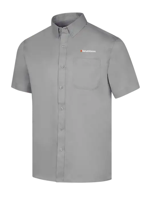 Short Sleeve Light Grey Superpro React Twill Shirt w/RehabVisions Logo