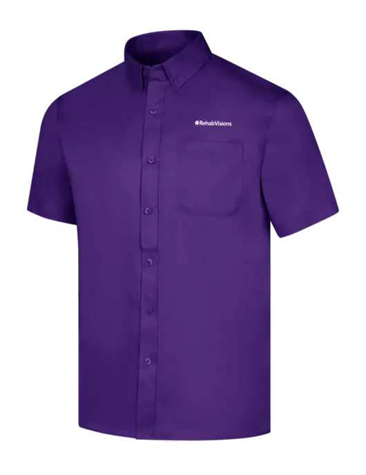 Short Sleeve Purple Superpro React Twill Shirt w/RehabVisions Logo