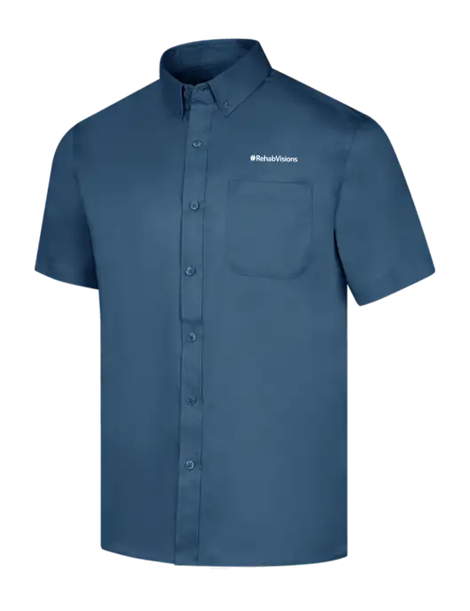 Short Sleeve Light Navy Superpro React Twill Shirt w/RehabVisions Logo
