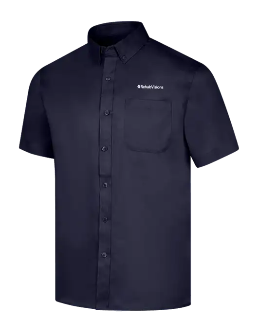 Short Sleeve Navy Superpro React Twill Shirt w/RehabVisions Logo