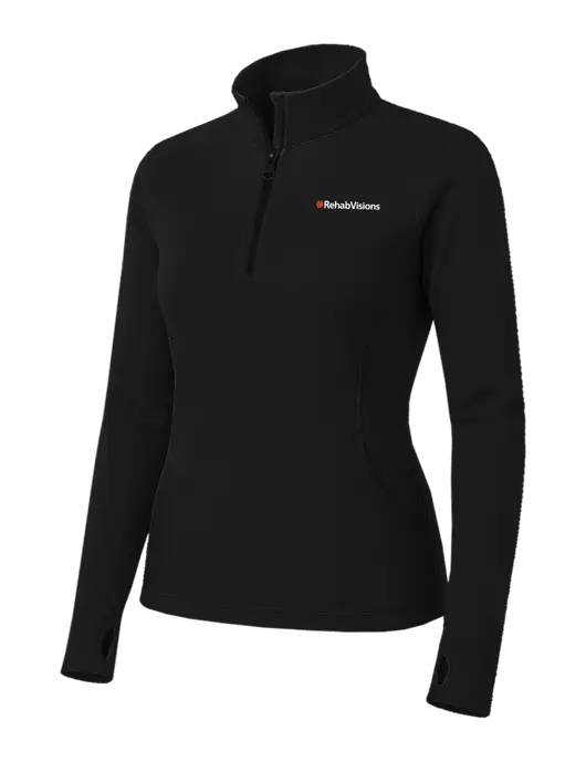 Womens Black Sport Wick Stretch 1/4 Zip Pullover w/RehabVisions Logo