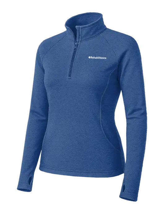 Royal Heather Womens Sport Wick Stretch 1/4 Zip Pullover w/RehabVisions Logo