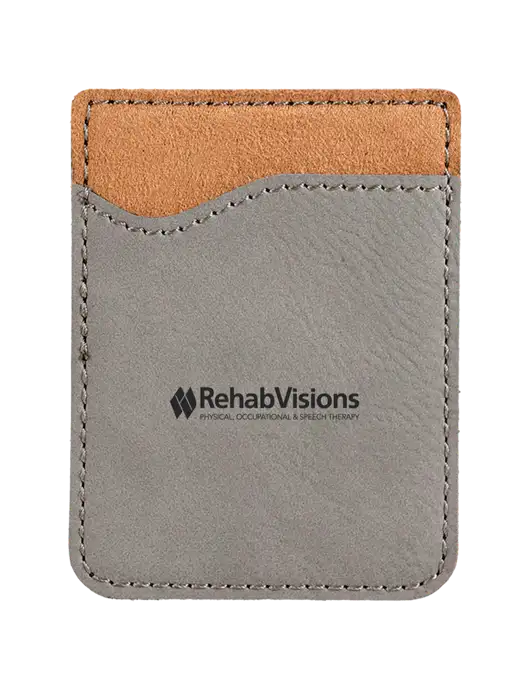 Grey Laserable Leatherette Phone Wallet w/RehabVisions Logo
