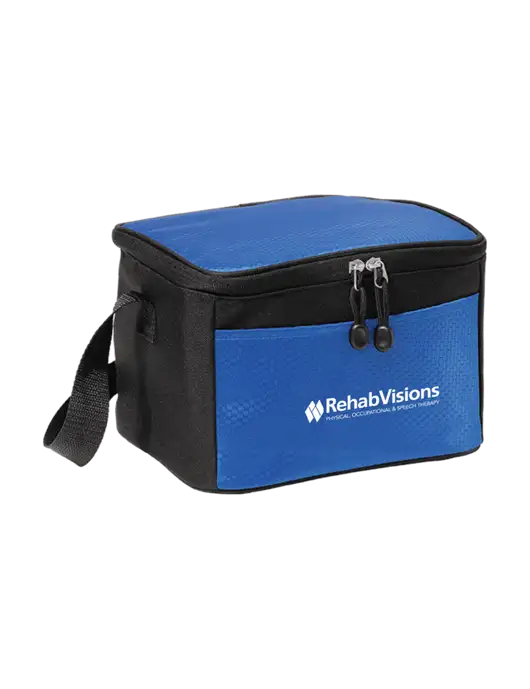 6 Can Twilight Blue/Black Cube Cooler w/RehabVisions Logo