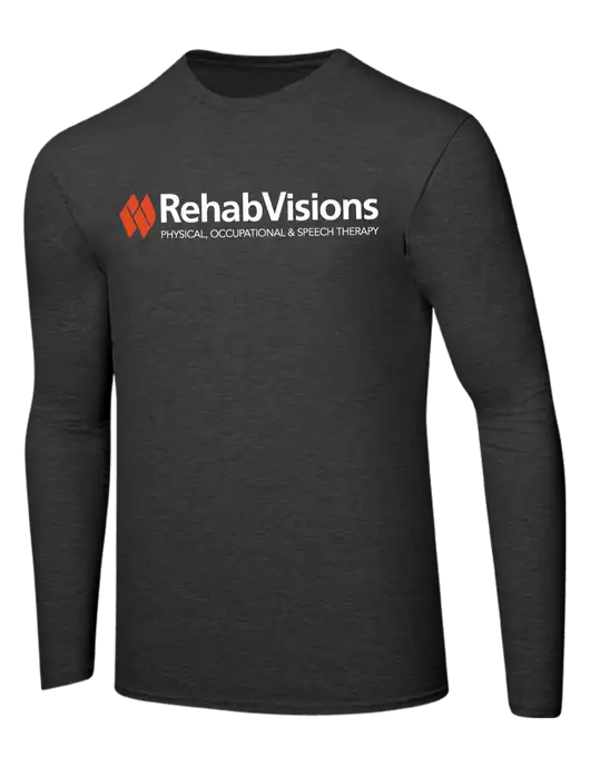 Ring Spun Dark Heather Grey 4.5 oz Long Sleeve T-Shirt w/RehabVisions Logo
