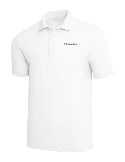 White PosiCharge RacerMesh Polo w/RehabVisions Logo