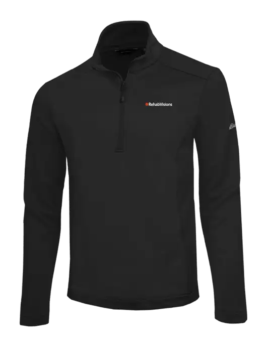 Eddie Bauer Black Smooth Mid Layer Fleece 1/2-Zip w/RehabVisions Logo