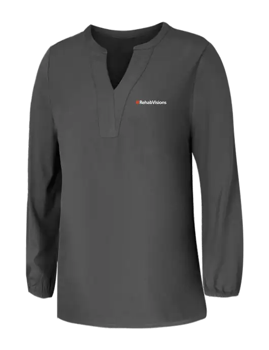 Mercer+Mettle Womens Dark Grey Stretch Crepe 3/4 Sleeve Blouse w/RehabVisions Logo
