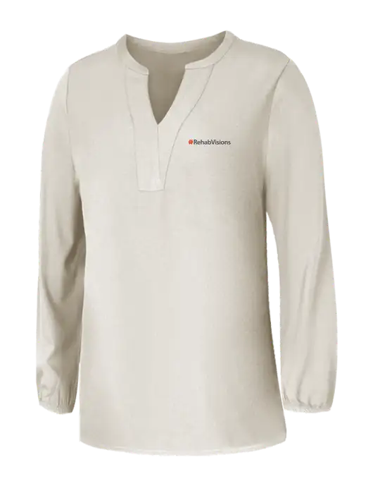 Mercer+Mettle Womens Ivory Stretch Crepe 3/4 Sleeve Blouse w/RehabVisions Logo