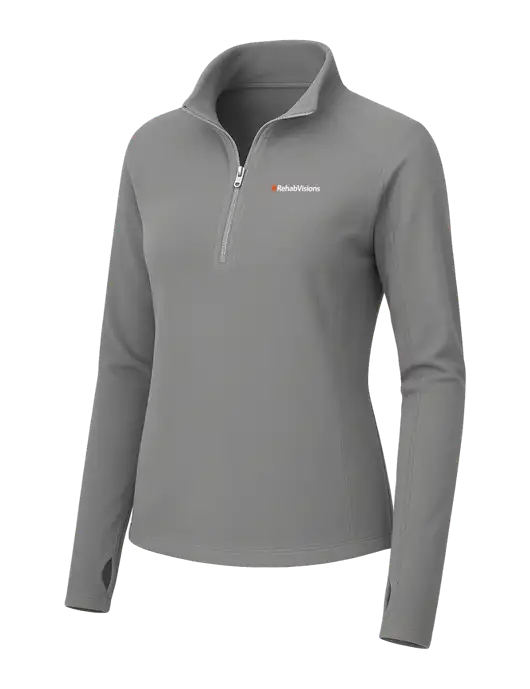 Womens Medium Grey Microfleece 1/2 Zip Pullover w/RehabVisions Logo