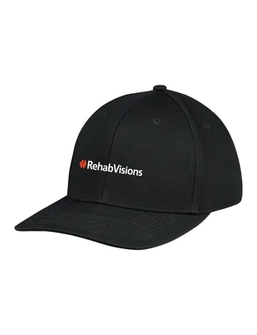 Premium Modern Structured Twill Black Snapback Cap w/RehabVisions Logo