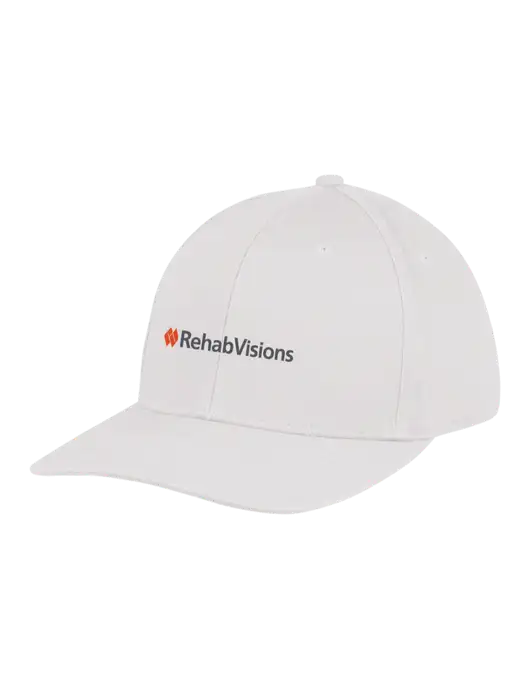 Premium Modern Structured Twill White Snapback Cap w/RehabVisions Logo