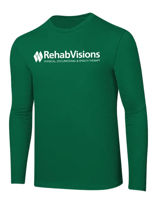 Ring Spun Kelly Green 4.5 oz Long Sleeve T-Shirt w/RehabVisions Logo