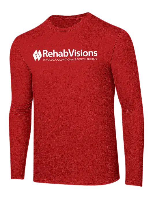 Ring Spun Dark Red 4.5 oz Long Sleeve T-Shirt w/RehabVisions Logo