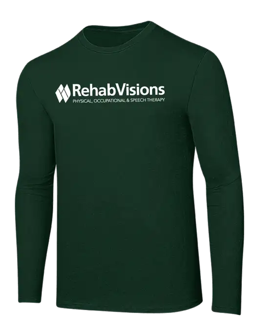 Ring Spun Forest Green 4.5 oz Long Sleeve T-Shirt w/RehabVisions Logo