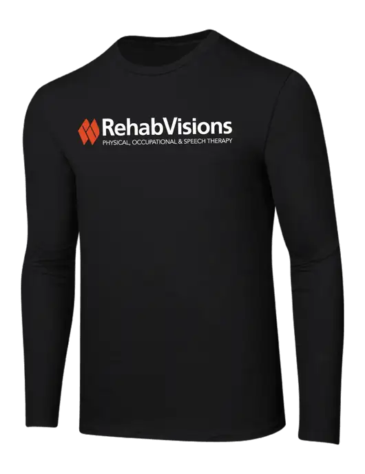 Ring Spun Jet Black 4.5 oz Long Sleeve T-Shirt w/RehabVisions Logo
