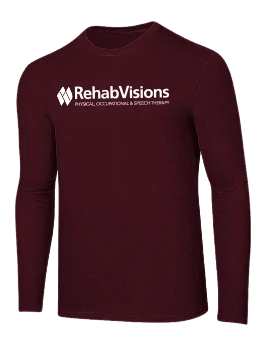 Ring Spun Maroon 4.5 oz Long Sleeve T-Shirt w/RehabVisions Logo