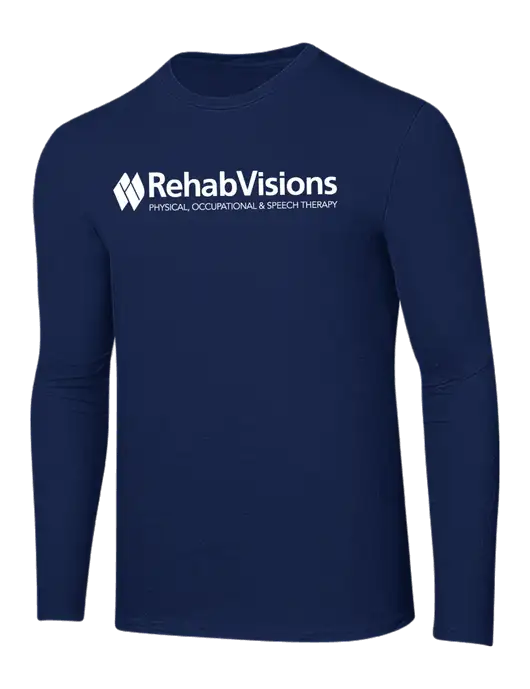 Ring Spun Navy 4.5 oz Long Sleeve T-Shirt w/RehabVisions Logo