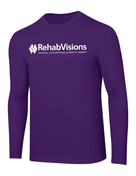 Ring Spun Purple 4.5 oz Long Sleeve T-Shirt w/RehabVisions Logo