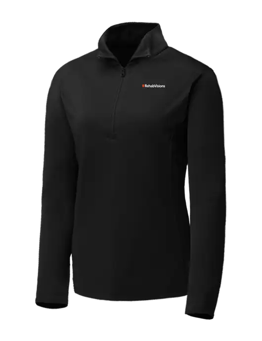 Black Womens Posicharge Competitor ¼ Zip Pullover w/RehabVisions Logo