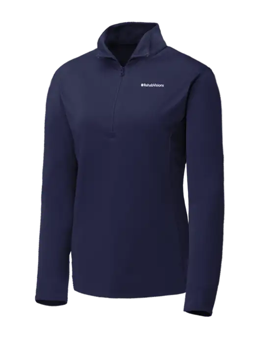 Navy Womens Posicharge Competitor ¼ Zip Pullover w/RehabVisions Logo