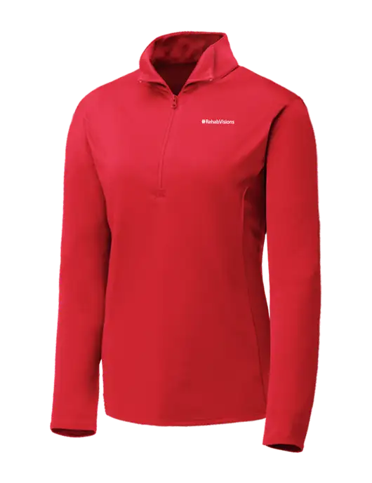 Red Womens Posicharge Competitor ¼ Zip Pullover w/RehabVisions Logo