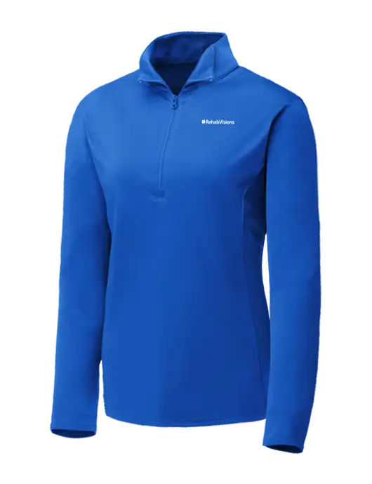 Dark Royal Womens Posicharge Competitor ¼ Zip Pullover w/RehabVisions Logo