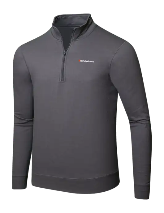 Charcoal 8.5 oz Ring Spun 1/4 Zip Pullover Sweatshirt w/RehabVisions Logo