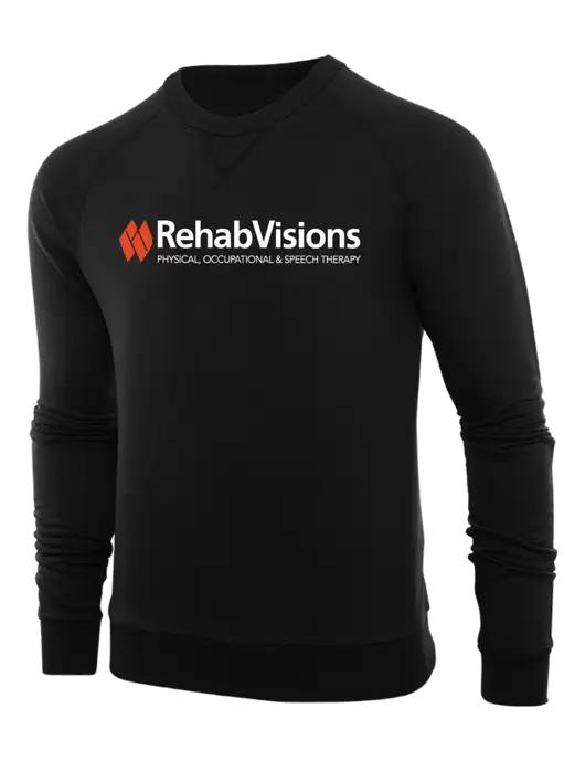Allmade Deep Black Organic French Terry Crewneck Sweatshirt w/RehabVisions Logo