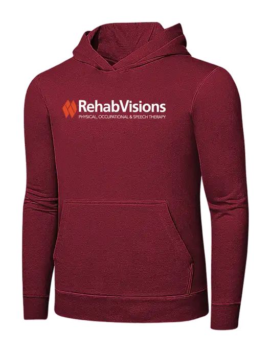 Dark Cardinal 7.8 oz Pullover Hooded Sweatshirt w/RehabVisions Logo