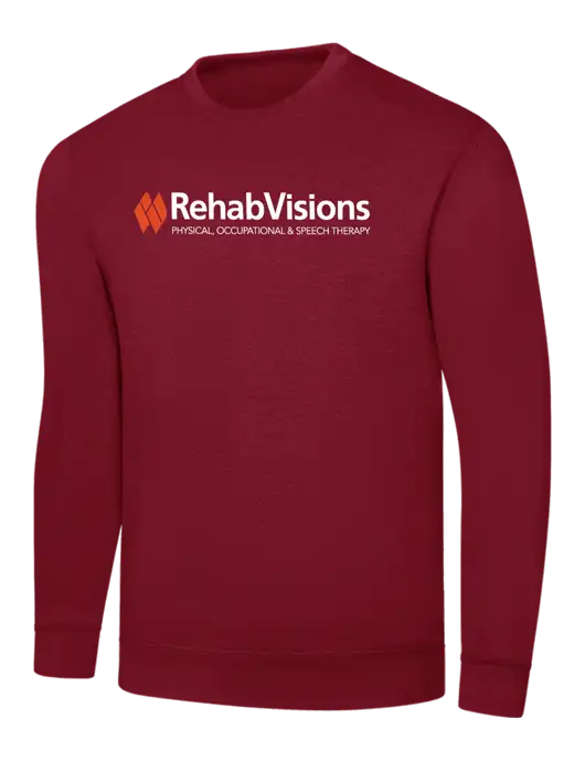 Dark Cardinal 8.5 oz Ring Spun Crew Sweatshirt w/RehabVisions Logo