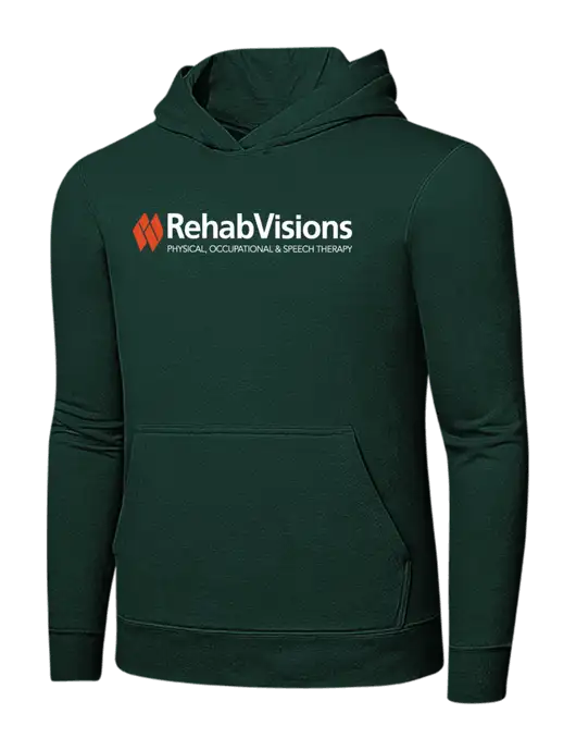 Dark Green 7.8 oz Ring Spun Hooded Sweatshirt w/RehabVisions Logo