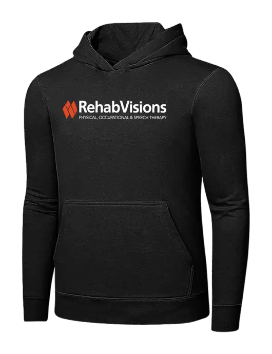 Jet Black 7.8 oz Ring Spun Hooded Sweatshirt w/RehabVisions Logo