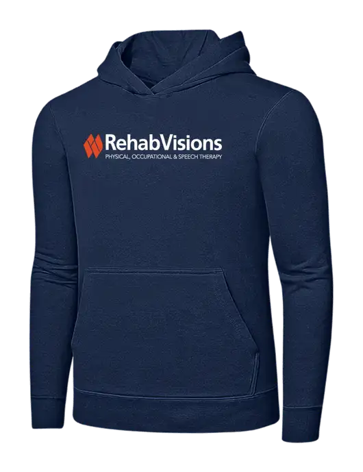 Navy 7.8 oz Ring Spun Hooded Sweatshirt w/RehabVisions Logo