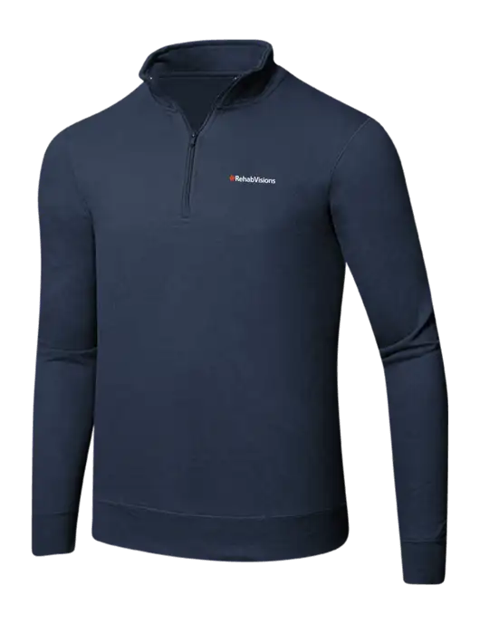 Team Navy 8.5 oz Ring Spun 1/4 Zip Pullover Sweatshirt w/RehabVisions Logo