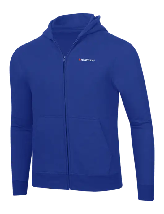 True Royal 8.5 oz Ring Spun Zip Hooded Sweatshirt w/RehabVisions Logo