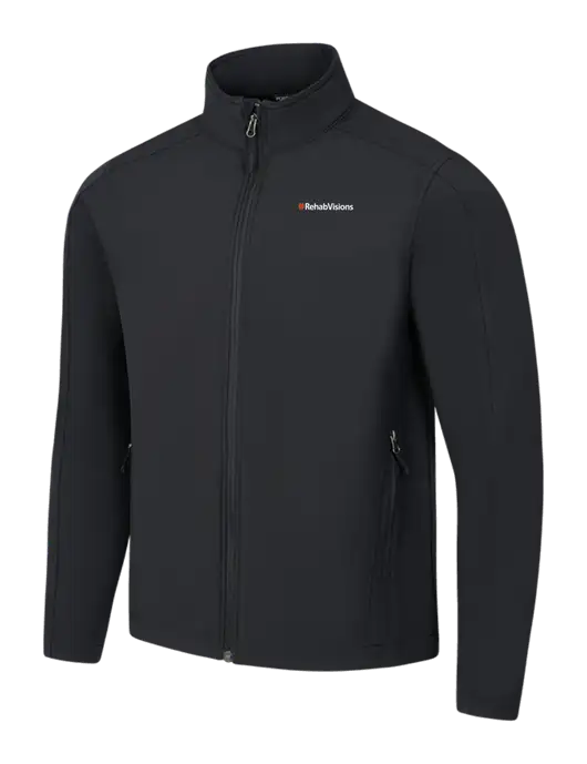 Black Core Soft Shell Jacket w/RehabVisions Logo