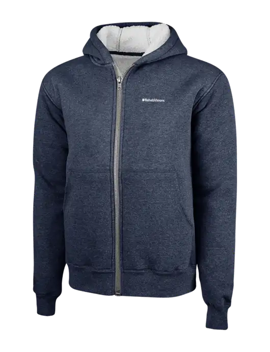 Cornerstone Navy Heavyweight Sherpa Lined Hooded Fleece Jacket w/RehabVisions Logo