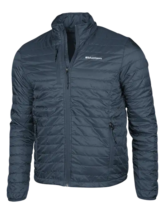 Navy Puffy Packable Jacket w/RehabVisions Logo