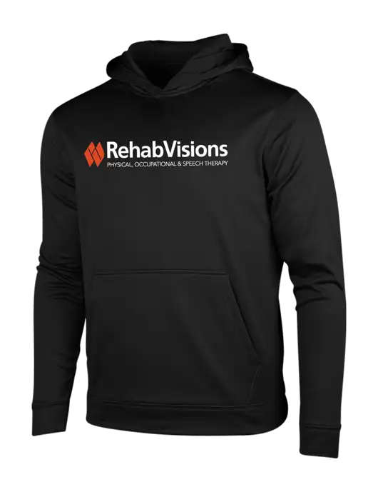 Black Fleece Sport-Wick Hooded Pullover w/RehabVisions Logo