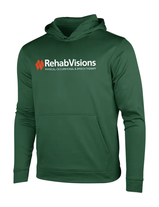 Forest Green Sport-Wick Fleece Hooded Pullover w/RehabVisions Logo