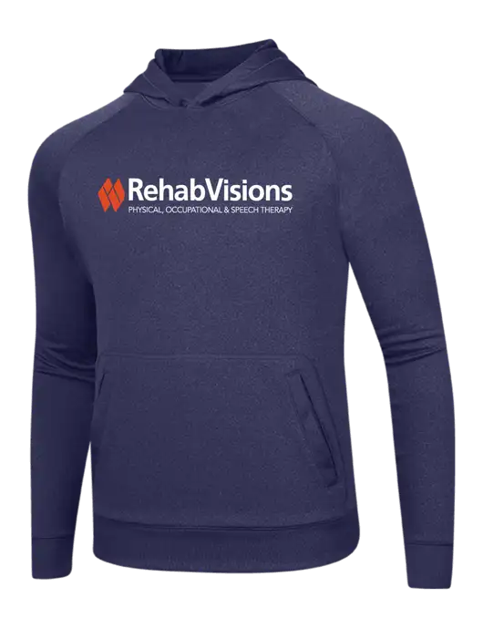 Tech True Navy Fleece Hooded Sweatshirt w/RehabVisions Logo