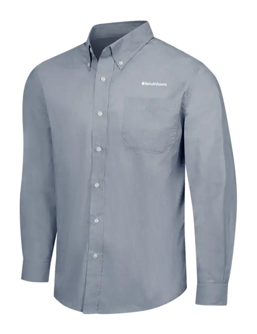 Navy Frost Crosshatch Easy Care Shirt w/RehabVisions Logo