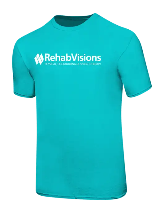 Ring Spun Light Teal 4.5 oz T-Shirt w/RehabVisions Logo