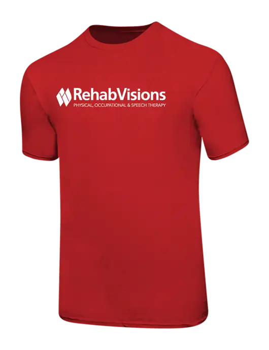 Ring Spun Red 4.5 oz T-Shirt w/RehabVisions Logo