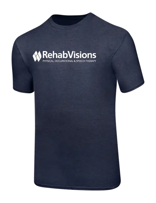 Ring Spun Heather Navy 4.5 oz T-Shirt w/RehabVisions Logo